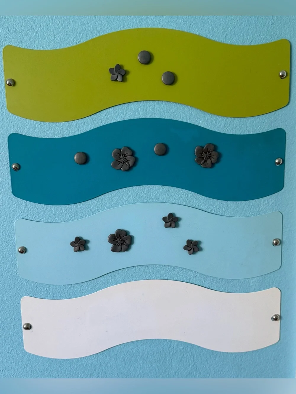 Vintage Target Wavy Magnetic Wall Panels Set of 4 with Floral Magnets